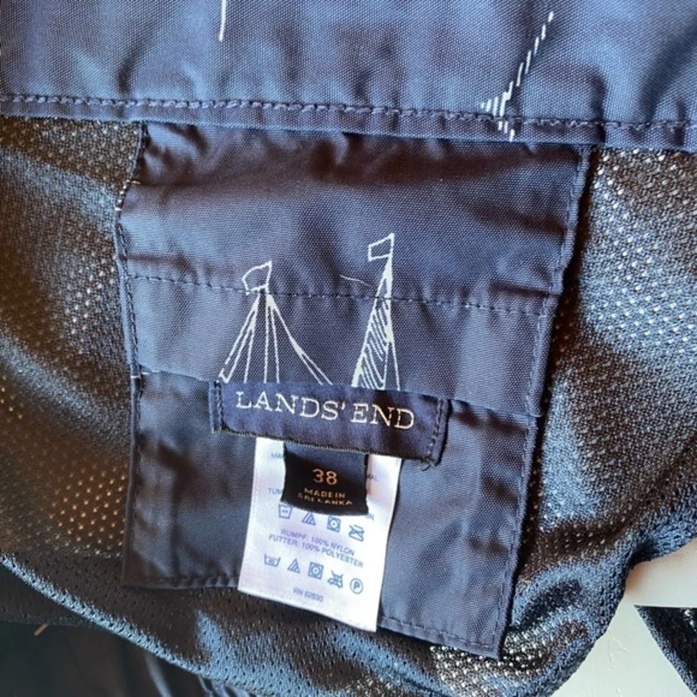 Lands End Nautical Swim Trunks, Size 38, Navy​, Adjustable Waist, Classic Style!